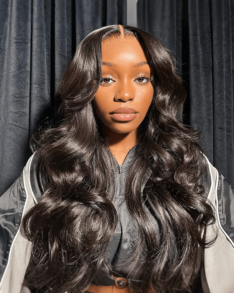 Curtain Bangs Body Wave Wig_model