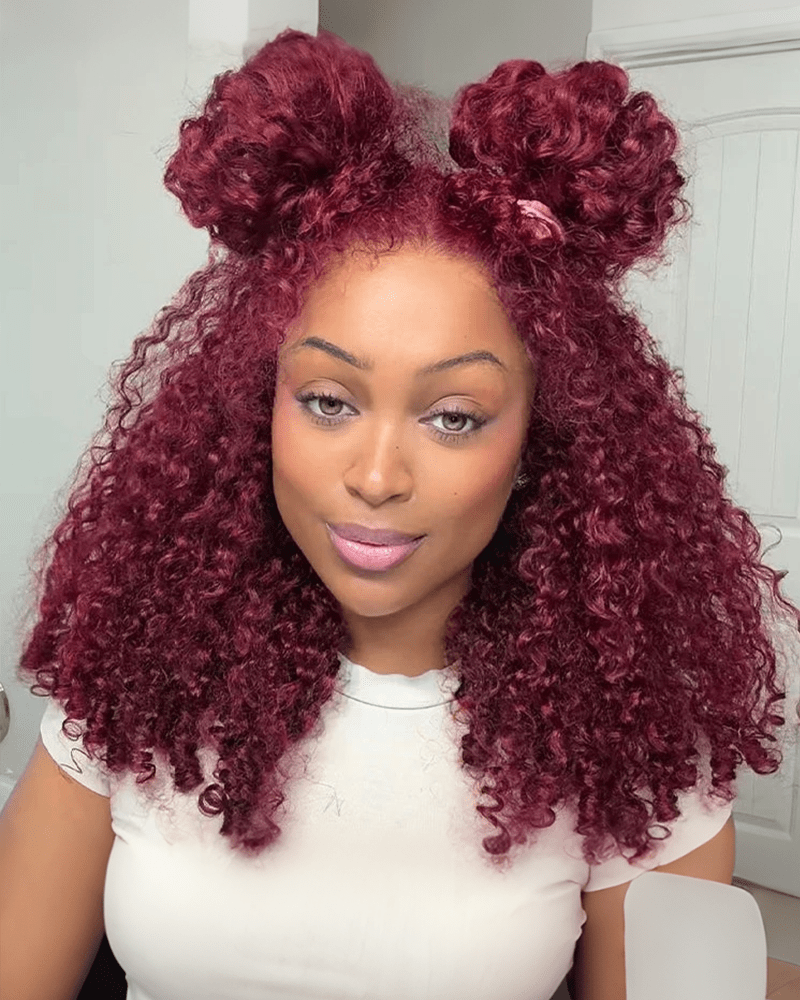 99J Burgundy Burmese Curly 7x6/13x6 Lace Wig Pre-Everything Human Hair Free Part Wig