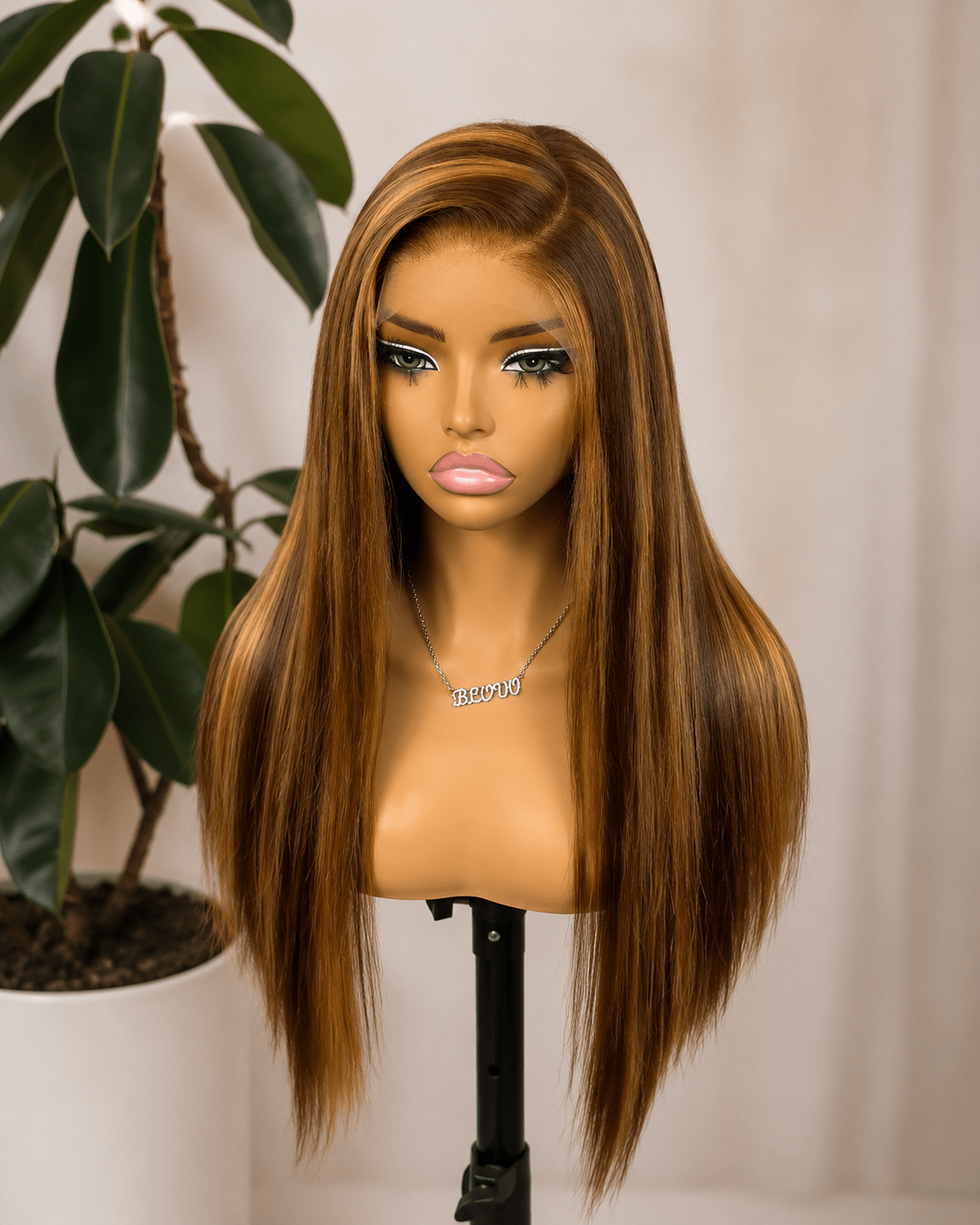 straight hair balayage highlight brown wig_product