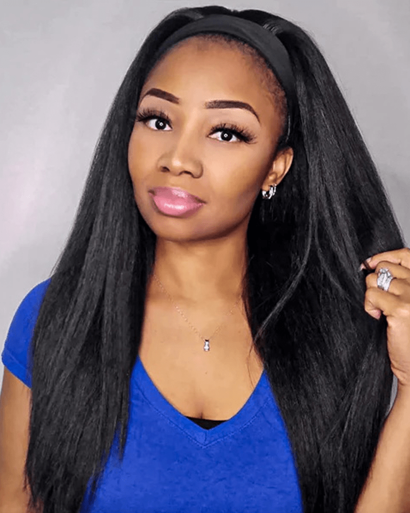 Wear Go Yaki Straight Headband Wig 100% Virgin Human Hair Beginner Friendly
