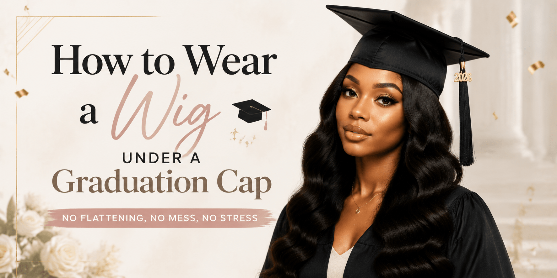 How to Wear a Wig Under a Graduation Cap (No Flattening, No Mess, No Stress)