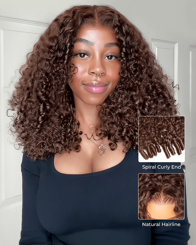 Chocolate Brown Burmese Curly 7x6/13x6 Deep Parting Lace Wig Pre-Everything Human Hair Free Part Wig