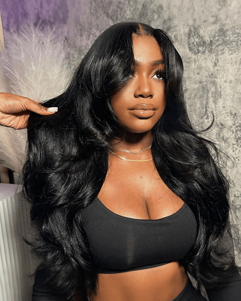 Curtain Bangs Body Wave Wig_model