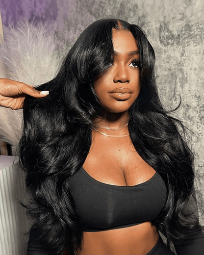 Curtain Bangs Body Wave Wig_model