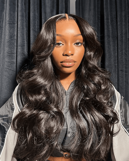 Curtain Bangs Body Wave Wig_model