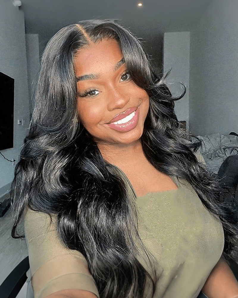 Curtain Bangs Body Wave Wig_model