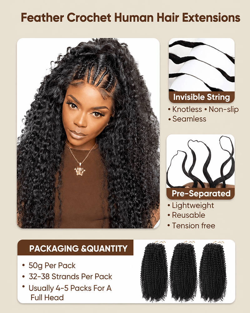 Reddish Brown Color Burmese Curly Miracle Knots Pre-Separated Feather Crochet Human Hair Knotless Boho Braids