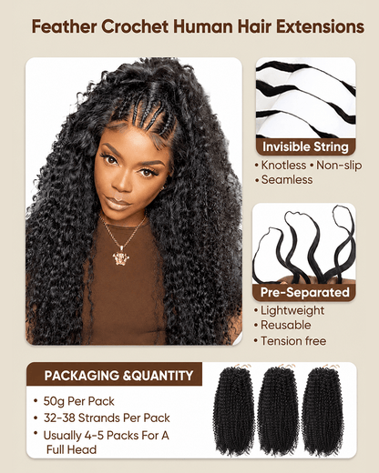 Reddish Brown Color Burmese Curly Miracle Knots Pre-Separated Feather Crochet Human Hair Knotless Boho Braids