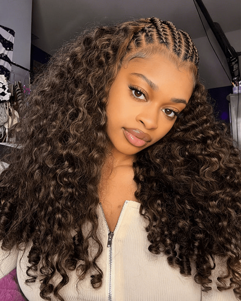 Mocha Mousse Color Burmese Curly Miracle Knots Pre-Separated Feather Crochet Human Hair Knotless Boho Braids