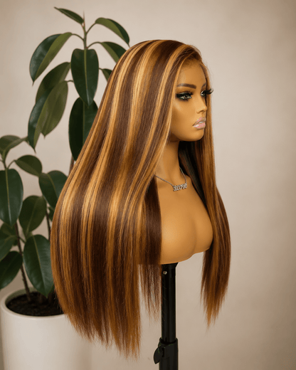 straight hair balayage highlight brown wig_product