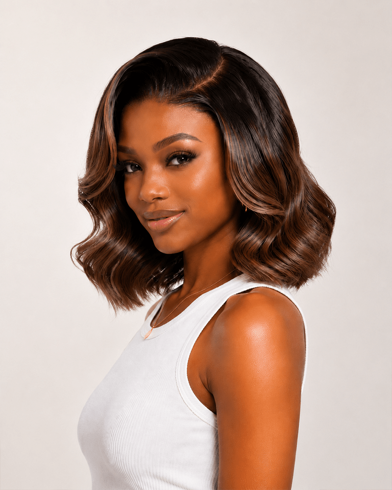 1B30 Ombre Brown Loose Wave Bob_model