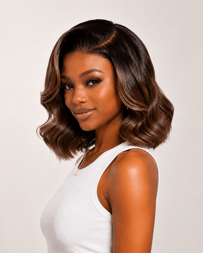 1B30 Ombre Brown Loose Wave Bob_model