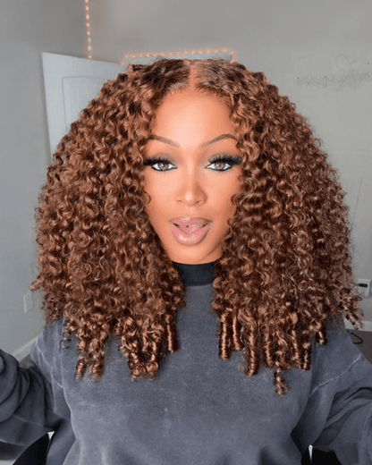 Chocolate Brown Burmese Curly 13x4 Lace Front Wig Pre-Everything Human Hair Free Part Wig