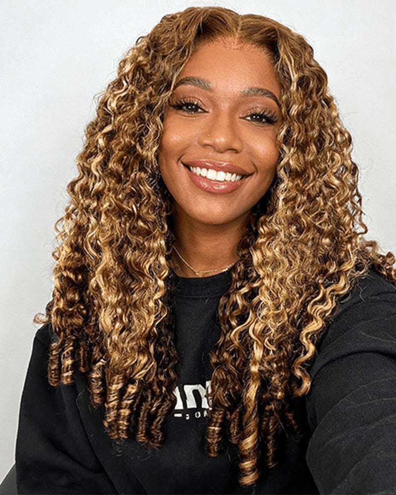 Highlight Brown Burmese Curly 7x6/13x6 Deep Parting Lace Wig Pre-Everything Human Hair Free Part Wig