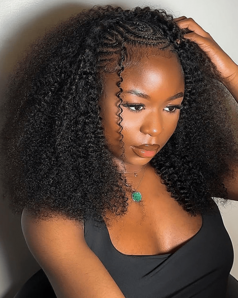 Afro Kinky Curly Pre-Separated Miracle Knots Feather Crochet Human Hair Extensions