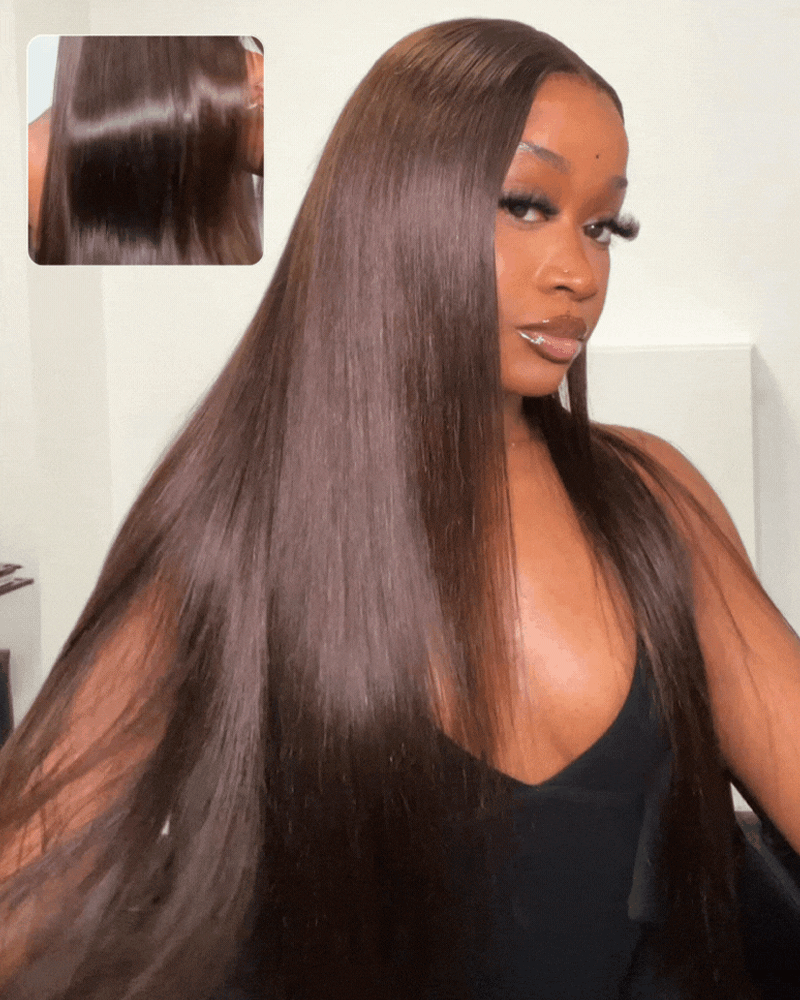 Chocolate Brown Color 7x6/13x6 Straight Hair Deep Parting Dark Brown Lace Wig Human Hair