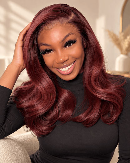 Shoulder Length Burgundy 99J Short Bob Wig_model