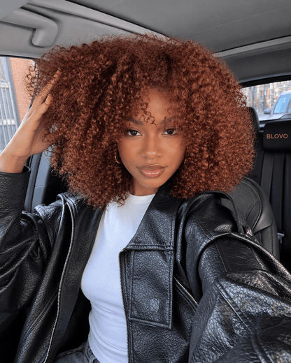 Reddish Brown Curly Short Bob Wig_model
