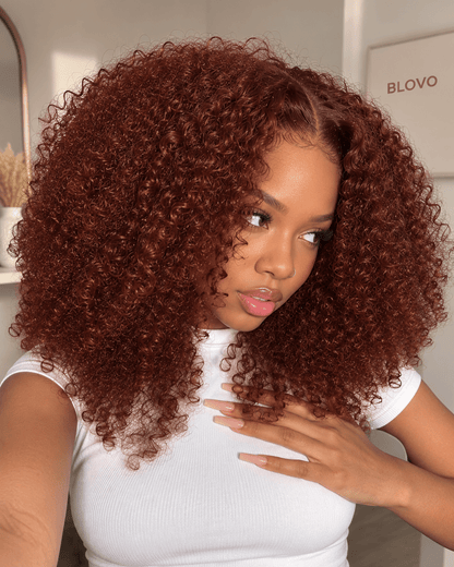 Reddish Brown Curly Short Bob Wig_model