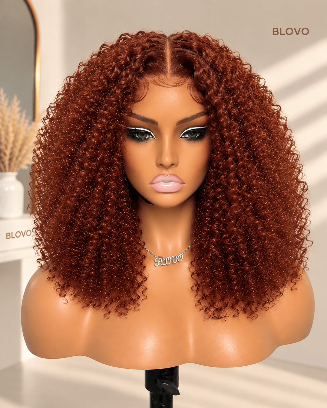 Reddish Brown Curly Short Bob Wig_product
