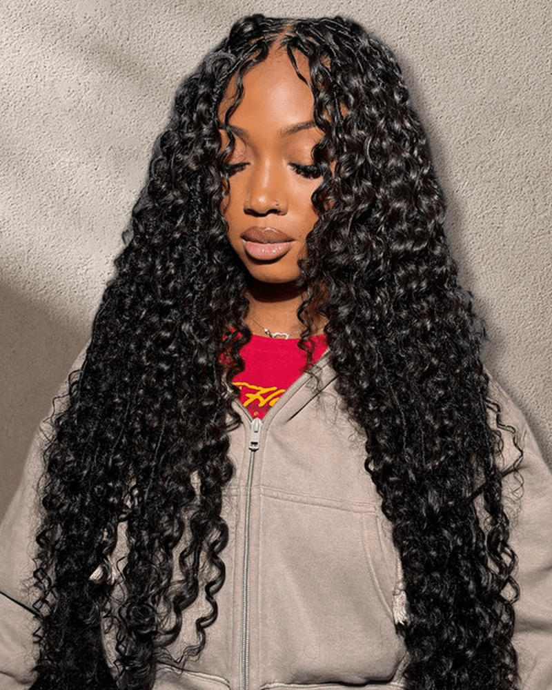 Deep Wave Crochet Human Hair Knotless Boho Braids Pre-Separated Miracle Knots Virgin Human Hair Feather Crochet Hair Extensions