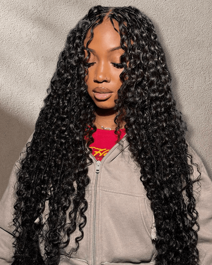 Deep Wave Crochet Human Hair Knotless Boho Braids Pre-Separated Miracle Knots Virgin Human Hair Feather Crochet Hair Extensions