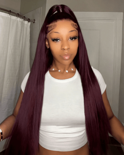 Burgundy Color 7x6/13x6 Straight Hair Deep Parting 99J Red Lace Wig Human Hair Free Part Wig
