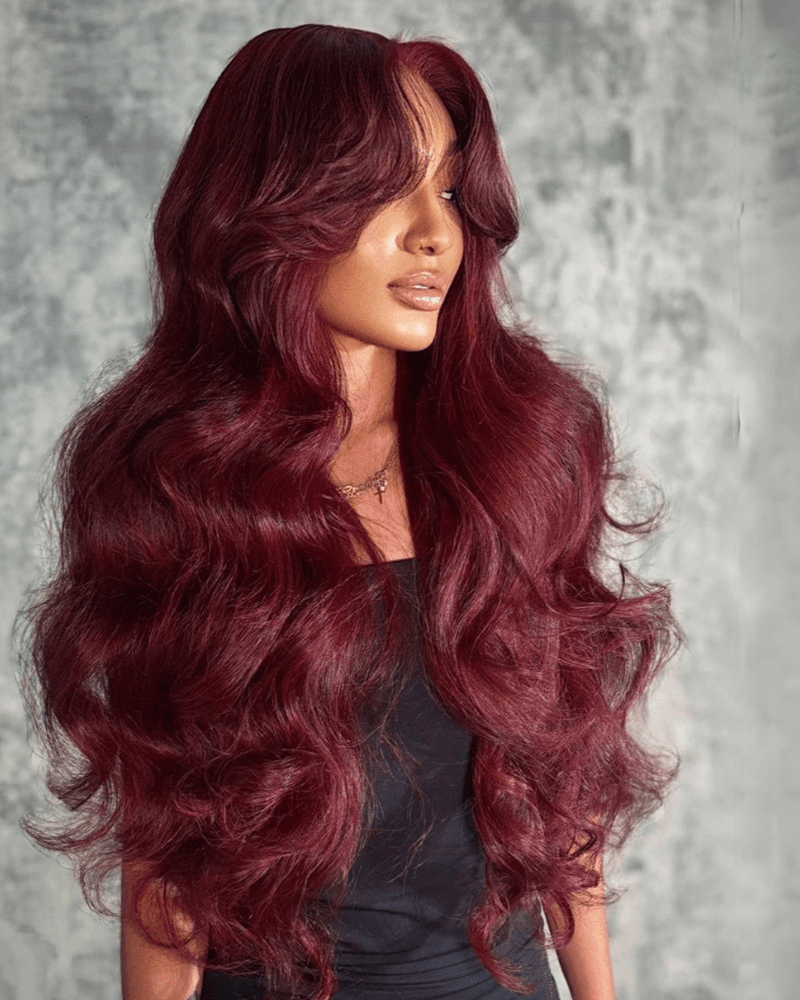 Burgundy Body Wave 7x6/13x6 Deep Parting 99J Red Lace Wig Human Hair Free Part Wig