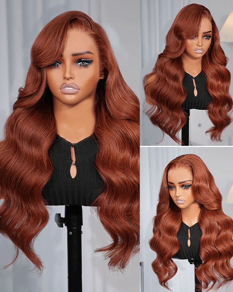 Ginger Orange Color 7x6/13x6 Body Wave Deep Parting Colored Lace Wig Human Hair