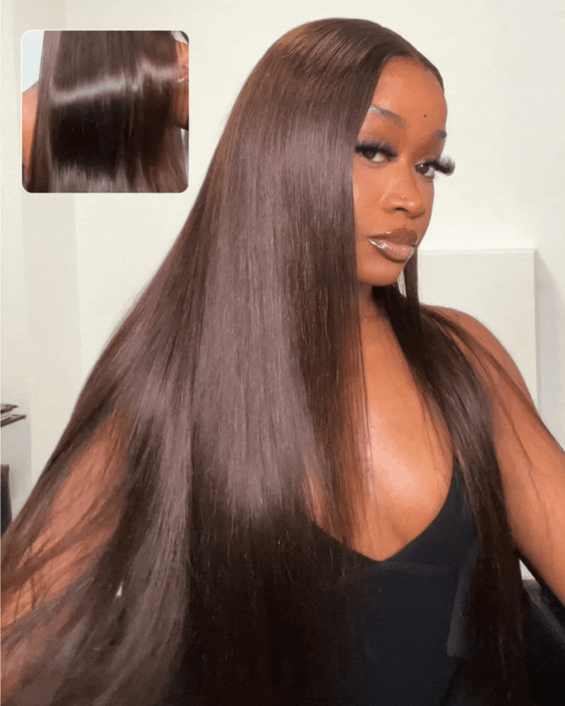 Chocolate Brown Color 7x6/13x6 Straight Hair Deep Parting Dark Brown Lace Wig Human Hair