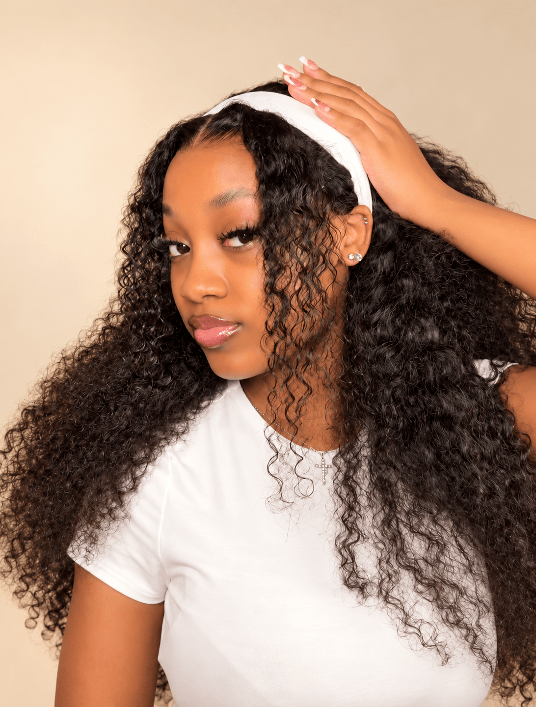 Perruque à Cheveux Bouclés 7x6 sans Colle, Cheveux Naturels, Raie Libre
