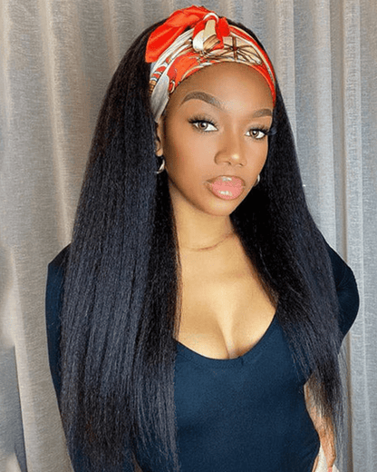 Wear Go Yaki Straight Headband Wig 100% Virgin Human Hair Beginner Friendly